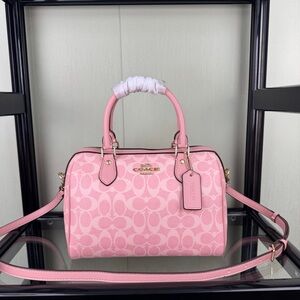 🌭🌭Coach Powder Pink Rowan Satchel - Medium 10"x6.5"x5.5"